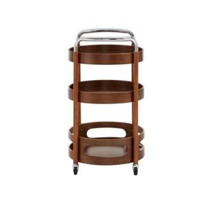 Hot Sale <b>Furniture</b> Bar <b>Trolley</b> Brown Color Attractive Design Round Bar Cart for Party and Villa Decorative Lower Price - Product Image 1