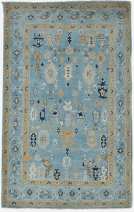 Alfombra de lana de alta calidad anudada a mano hecha a mano alfombra floral botánica azul claro moderna, duradera y de fácil cuidado para sala de estar - Product Image 2