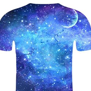 Camiseta con estampado de galaxia para hombre, manga corta, cuello redondo, diseño de estrellas espaciales y luna, ropa informal - Product Image 6