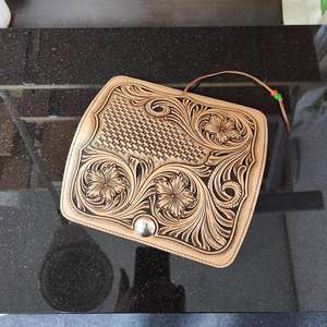 Élégant Lady Dress Style Western en cuir véritable Embrayages Wristlet Purse Zipper Closure Chain Imperial Personnalisable Couleur Taille - Product Image 1