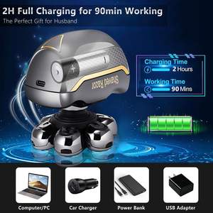 Afeitadora Eléctrica Rotatoria Inalámbrica para Cabeza, Kit de Aseo Húmedo/Seco para Hombres Calvos, Cortapelos IPX7, Recortador de Nariz y Barba para Rostro - Product Image 2