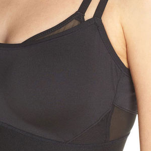 Wholesale <b>Seamless</b> Sports Bra for <b>Women</b> Black Double Strap Mesh Panel Padded Bralette Yoga Gym Fitness <b>Underwear</b> Supplier - Product Image 5