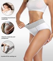 Culotte taille haute grande taille pour femme en coton doux extensible respirant avec dentelle perforée et bouton, écologique, antibactérienne et douce