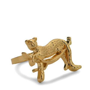 Fabricante y proveedor de servicio pesado, servilletero hueco de forma redonda de metal hecho a mano de aluminio dorado para decoraciones de bodas - Product Image 4