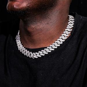 Chaîne cubaine en argent sterling 925 à prix d'usine, chaîne cubaine baguette, diamant moissanite VVS, chaîne cubaine - Product Image 1