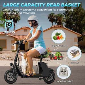 Scooter Eléctrico de Carga Windhorse C2, 450W, Plegable, con Cesta Multiusos, Velocidad de 15.6 mph, Alcance de 25 Millas, Batería de 36V/8Ah - Product Image 3
