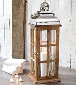 Wooden & Metal Srips Candle <b>Lantern</b> Luxury Design With Beautiful Rope Handle - Product Image 6