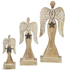 รูปปั้นตกแต่งโต๊ะทำจากไม้ทำจากอลูมิเนียมมีปีกและรูปดาวสีเงิน - Product Image 4