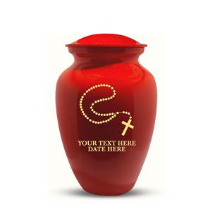 Personalized Human Cremation Urn for Adult Ashes Men & Woman Engraved Brass Urn with Name <b>Date</b> Headstone Shape <b>Red</b> Custom Size - Product Image 1