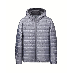 Veste matelassée épaisse et chaude d'hiver avec logo personnalisé pour hommes Manteau à capuche imperméable en cuir bulle écologique avec fermeture à glissière - Product Image 5