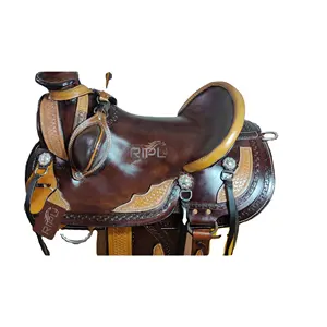 Sillín de caballo de cuero occidental hecho a mano Trail Barrel Racing Roping Reining Saddle, opciones personalizadas disponibles