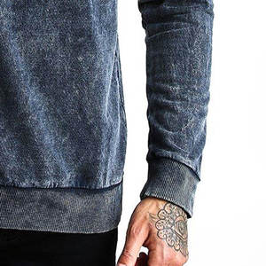 Suéteres desgastados Vintage de alta calidad, sudaderas para hombres, estampado de lavado ácido con cuello redondo en blanco personalizado para ropa de invierno - Product Image 6