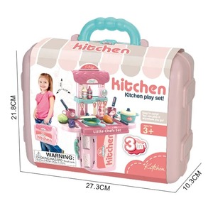 Pretend Play 3-in-1 Plastic Toy Set Complete Interactive Collection Kitchen Dressing Table <b>Suitcase</b> Educational Toys for Kids - Product Image 4