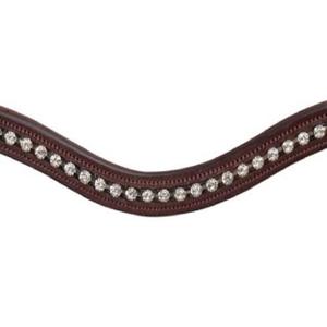 Custom Made All Shape <b>Brown</b> Leather Padded Horse Brow Band Empty Channel Inlaid <b>Shining</b> Crystals Diamante Rhinestones Brow Band - Product Image 4