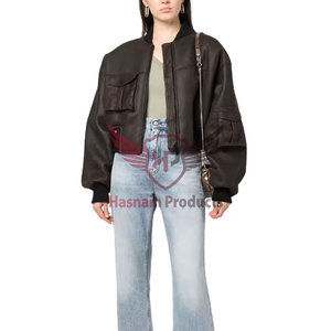 แจ็กเก็ตนักบินทิ้งระเบิดปรับแต่งได้สำหรับผู้หญิงมีซับในขนสัตว์ระบายอากาศส่งตรงจากผู้ผลิต OEM มีตัวเลือกดีไซน์หนัง ODM - Product Image 1