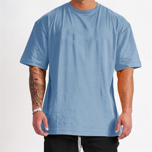 T-shirt uni à col rond OEM Fabricants de t-shirts à manches courtes en coton athlétique T-shirt lourd personnalisé pour hommes - Product Image 5