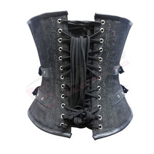 Corsé corto Overbust-Brocade Lace-Gothic Halloween-Disfraces Corsé ennegrecido de cuero transpirable-Vestidos - Product Image 5