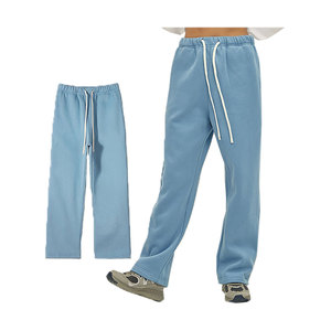 Pantalones de chándal de rayas curvas con logotipo personalizado para hombre, pantalones de algodón en blanco al por mayor con cintura ajustable y lateral - Product Image 4