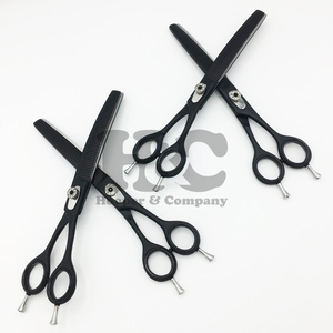 Prêt à expédier ensemble de ciseaux ciseaux pour animaux de compagnie Logo gratuit amincissement durable incurvé noir ciseaux de toilettage cisailles en acier inoxydable - Product Image 3