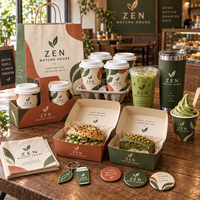 Emballages de marque AT PACK pour restaurants de matcha avec tasses personnalisées, sacs en papier, boîtes et solutions à emporter pour cafés
