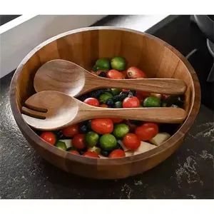 Bol à salade artisanal en bois de mangue extra large moderne de haute qualité avec cuillères pour l'exportation mondiale disponible au meilleur prix - Product Image 2
