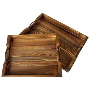 ซัพพลายเออร์ถาดไม้ระดับพรีเมียมสำหรับใช้ในโรงแรมร้านอาหารชุดถาดทำจากไม้สน2ชิ้นพร้อมที่จับโลหะวันนี้ - Product Image 1