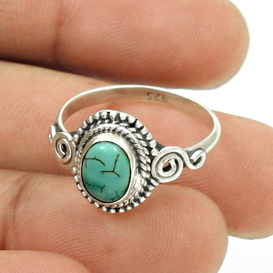 Design moderne meilleure qualité 925 argent Sterling naturel Turquoise pierre précieuse forme ovale bague cadeau de noël bijoux faits à la main - Product Image 1