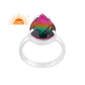 Anillo apilable de piedras preciosas de cuarzo de la mejor calidad de plata esterlina Bio Mystic Doublet, fabricante de joyería personalizada - Product Image 1