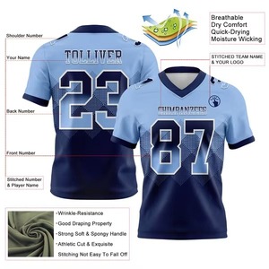 Maillot de football américain authentique pour adultes, équipes, imprimé court, dégradé, maille, respirant, séchage rapide, personnalisable, école - Product Image 6