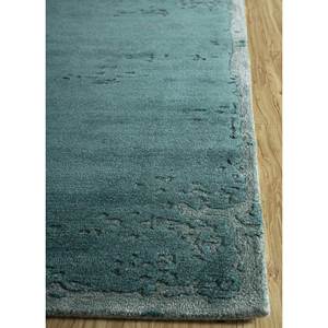 Tapis tufté à la main en laine et viscose, rayé bleu uni, à bruit blanc, rectangulaire 4m pour salon et couloir - Tnq-3204 - Product Image 4
