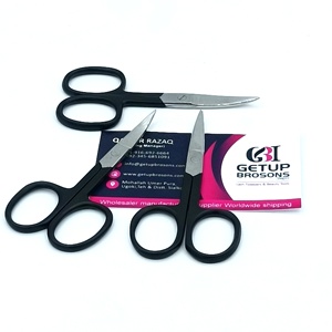 Tijeras de Acero Inoxidable de Alta Calidad con Recubrimiento de Polvo Negro, Hoja Recta Pequeña, para Cejas, con Logotipo Personalizado, Instrumento de Belleza - Product Image 4