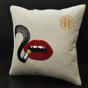 Red Lips Pop Art <b>Pillow</b> Cover Hand Embroidered Lipstick Design Cushion Case Accent <b>Decor</b> Factory Wholesale Export Gift Supply - Product Image 4