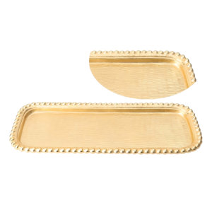Wholesale Best Quality round Serving Tray Decorative <b>Border</b> Customized Logo Wedding Tableware Display Premium Aluminium Tray - Product Image 3