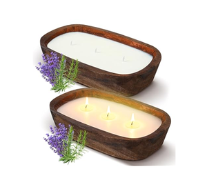 Bougeoir à pâte en bois ferme bol décoratif en bois bougie faisant plateau sculpté à la main grand bol à pâte - Product Image 3