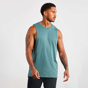 เสื้อกล้ามผ้าฝ้ายระบายอากาศ ป้องกันรังสียูวี สไตล์ไฮสตรีท สวมใส่สบาย เสื้อกล้ามผู้ชาย แขนกุด เสื้อกล้ามออกกำลังกายทรงหลวมสำหรับผู้ชาย - Product Image 1