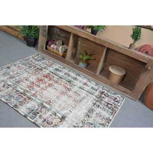 Alfombra Vintage de 3.6x5.2 pies (110x160 cm), Alfombra Turca Azul de Lana Sólida - Product Image 4