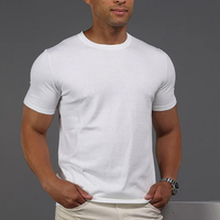 Nouveau T-shirt en Coton à Col Rond Personnalisable pour Homme, Manches Courtes, Blanc Uni, Tendance, Frais, Vente en Gros, Orienté Exportation, du Bangladesh