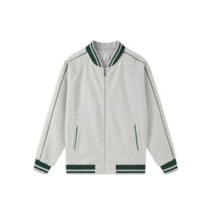 Fabricants de vêtements de haute qualité personnalisé 320g Polyester coton tissu décontracté hommes collège Style lâche fermeture éclair veste de Baseball - Product Image 1