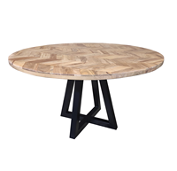 Ensemble table et chaises de salle à manger en bois massif à motifs chevrons, écologique et durable - Design moderne, pieds en métal pliables, assemblé pour hôtel