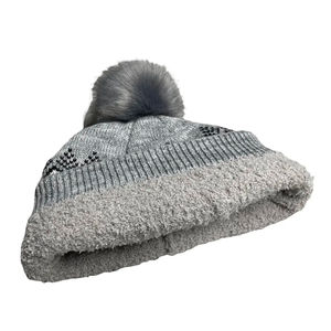 Gorro de punto de invierno de alta calidad, forro polar de algodón de punto grueso con elegante pompón cálido para trajes de clima frío, venta al por mayor - Product Image 2