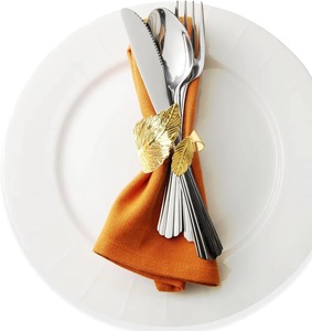 Accessoires de dîner de mariage faits à la main rond de serviette en métal doré pour la décoration de table d'anniversaire porte-serviettes qualité fantastique - Product Image 1