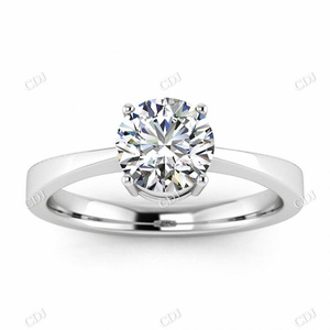 แหวนหมั้นเพชรโมอิสโซลิแทร์ทำมือทำมือแหวนสัญญา14K แหวนแต่งงานทองคำขาวเครื่องประดับคลาสสิกส่องแสงดีไซน์ตามสั่ง - Product Image 1
