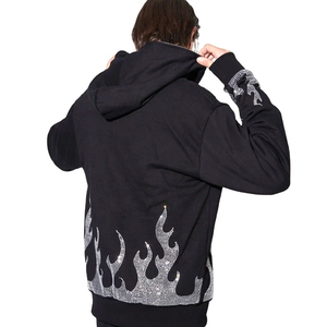 Sudadera con Capucha Unisex de Forro Polar Ecológico con Logotipo Gótico Bordado con Pedrería, 100% Algodón, Estilo Urbano - Product Image 6