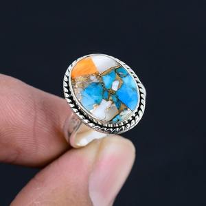 Anillo de promesa de joyería sólida de Plata de Ley 925, anillo giratorio de piedras preciosas naturales hecho a mano turquesa, regalo de boda, joyería de plata fina - Product Image 5