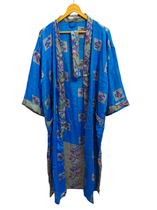 Robe portefeuille indienne tunique sari robe robe de mariée robe de maternité robe cadeau robe de plage fête porter indien imprimé soie sari kimono, - Product Image 3