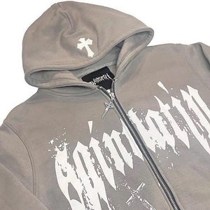 เสื้อฮู้ดมีซิปสำหรับผู้ชายเสื้อมีฮู้ดแบบสั่งทำผ้าฝ้าย GSM 450ขนาดใหญ่ - Product Image 1