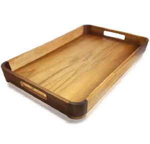 Plateau de service en bois pour pâtes, hamburgers, restauration rapide, service à thé, ustensiles de bar de luxe, plateau de service plat en bois pour mariage - Product Image 4