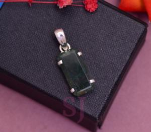 Collar con Colgante Encantador para Mujer, Piedra Preciosa de Ágata Musgosa Natural, Engaste de Plata de Ley 925, Baño de Oro, Ideal para Fiestas - Product Image 3