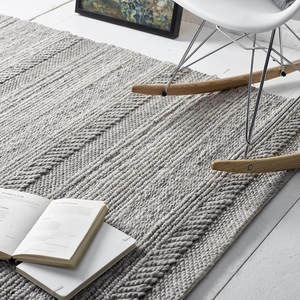Chunky Handmade Wool Knitted <b>Rug</b> for Living Room <b>Boho</b> Modern Natural Grey Hallway Carpet - Product Image 4