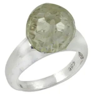 Bague géométrique en quartz vert plaqué rhodium faite à la main pour femmes - Bijoux fins - Product Image 2